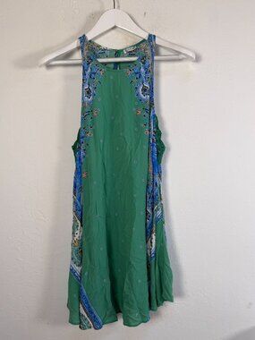 Intimately Free People Dress Womens Small Green Floral Paisley Print Mini Tank